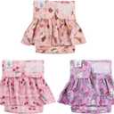 CuteBone Female Dog Diapers with Skirts 3 Pack Reusable Puppy Dresses Pants for Heat Cycle Period, Size: L