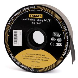 TKDMR 59 Ft 1-1/2" Heat Shrink Tubing - 3:1 Ratio Marine Grade Heat Shrink,Wire Cable Adhesive Lined Tube Insulation Seal Against Moisture Corrosion and Air Leakage.Black