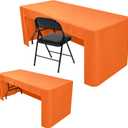 Nasitos 2 Pack Orange Tablecloth Rectangle Fitted for 4 Foot-Open Back Valentines Tablecloth Fabric Washable and Wrinkle Resistant Table Cover for Trade Show, Parties, Banquet, Buffet, Baby Shower