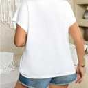 Women's Plus Size Tops Short Sleeve Twist T Shirt Crewneck Asymmetrical Casual Tee Shirts (White, XXXL)