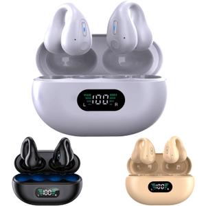 Painless Wear Open Ear Headphones 5.3 Bluetooth Open Ear Clip Headphones Best Bluetooth Headphones Bluetooth Headphones for Work Outdoor Sports Headphones (White)