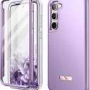SURITCH for Samsung Galaxy S23 Case, [Built-in Screen Protector] [Dual-Layer Protection ] Full Protection Shockproof Rugged Bumper Phone Protective Cover for Samsung S23 6.1 Inch - Pure Purple