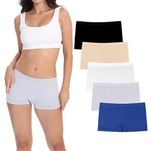 Ruxia Women's Seamless Boyshort Panties Nylon Spandex Underwear Stretch Boxer Briefs Pack of 5, Size: XXXL