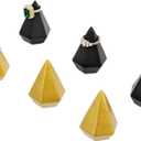 2 x MyGift 2 Inch Small Cone Ring Holder, Art Deco Matte Black and Metallic Gold Geometric Ring Holders, Decorative Diamond Shaped Jewelry Storage Display Stands, 6 Piece Set
