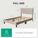 Novilla Full Size Bed Frame with Headboard, Full Bed Frame with Wooden Slats Support, Linen Upholstered Stripe Headboard, No Box Spring Needed, Heavy Duty Feet, Easy Assembly, Beige