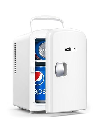 AstroAI Mini Fridge, 4 Liter/6 Can AC/DC Portable Thermoelectric Cooler Refrigerators for Skincare, Beverage, Home, Office and Car, ETL Listed (White)