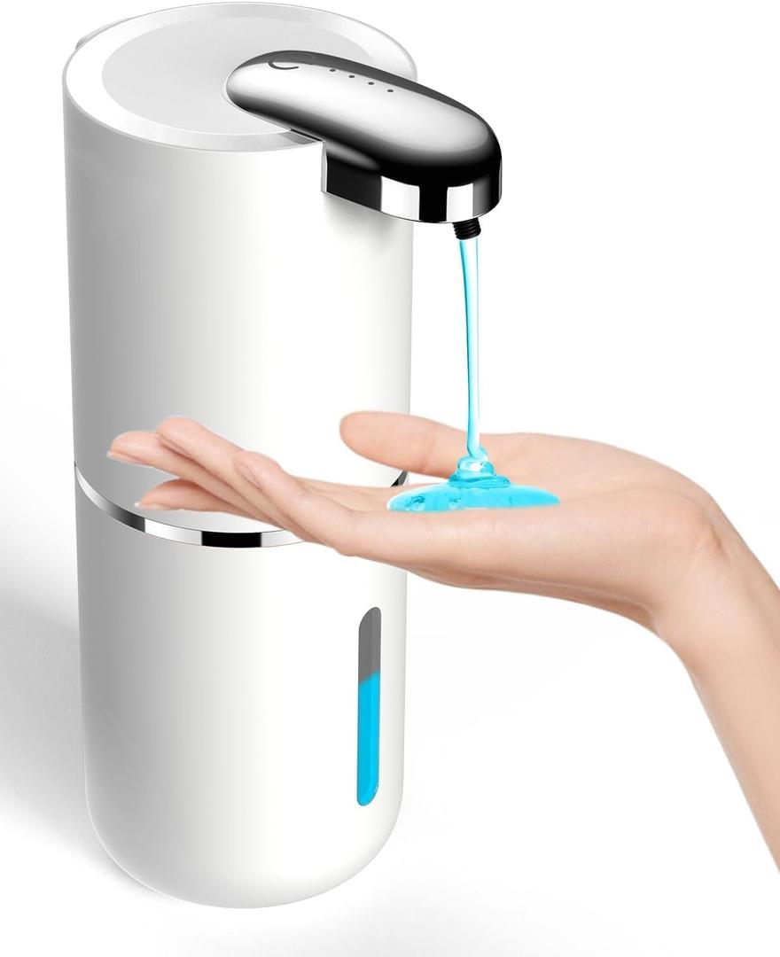 ZTJ Automatic Liquid Soap Dispenser, Electric/Touchless Soap Dispenser with Waterproof Pump for Bathroom/Kitchen, 4-Levels Adjustable USB-C Rechargeable, 13.5oz/400ml Capacity, Liquid Style, White