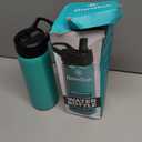 FineDine Water Bottle - Stainless Steel Insulated Water Bottle with Straw Lid, Flip Lid & Wide-Mouth Cap - Keeps Hot and Cold - 25 Oz / 739ml - Cheery Turquoise