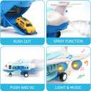 CUTE STONE Toy Airplane with Smoke, Lights & Sounds, Friction Powered Plane Toy with Mini Cars for Kids, Great Christ Gift for Boys and Girls