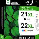 21XL 22XL Ink Cartridges (2-Pack, Black/Tri-Color) Replacement for HP 21 22 Ink Cartridges Work for OfficeJet 4315 J3680 DeskJet F2210 F4180 F380 F300 F4140 D1455 3940 PSC1410 Printer