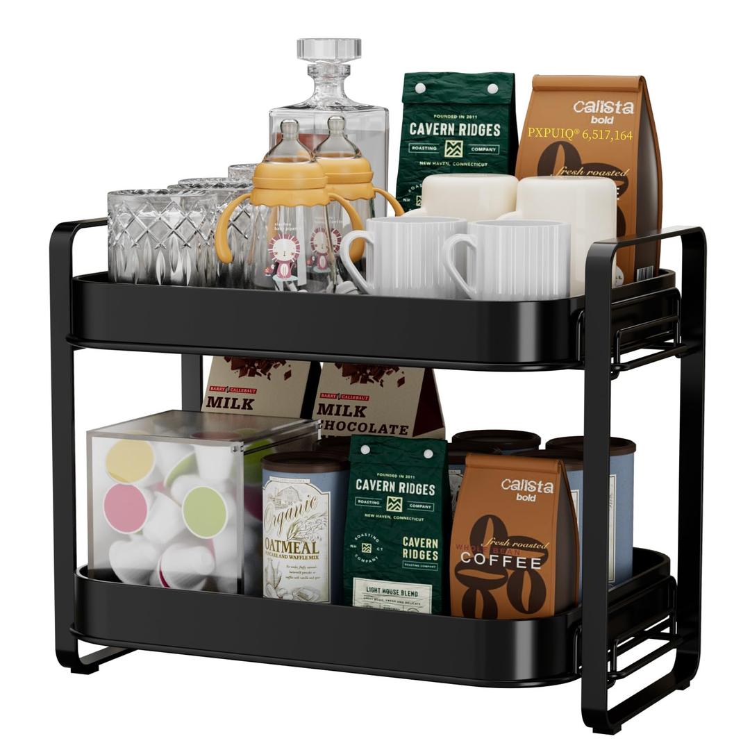 PXPUIQ 2Tier Cup Drying Rack & Coffee Bar Accessories with Drying Tray, Coffe Mug Holder Rack for Countertop  Baby Bottle Organizer, Sippy Cup Storage, Tea holder & Glass Cup Organizer