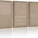 PHOPAGO Boho Geometric Framed Wall Art Mid-Century Bohemain Abstract Shape Illustration Neutral Modern Minimalist Painting Decorative Artwork 11x14in Natural Framed