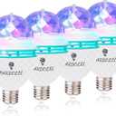 4 Pack RGB Color Rotating Bulb,E26/E27,LED Party Bulbs Colored Strobe Light Bulb Multi Crystal Stage Lights for Disco, Birthday Party Club Bar for Indoor Parties, Photography