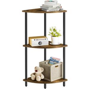 SRIWATANA 3-Tier Corner Shelf Stand for Small Space, 29.5" Standing Corner Shelf, Vintage Corner Display and Storage Shelf for Bedroom, Living Room, Home Office