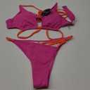 ZAFUL Women's Sexy Cutout Bikini Thong Bikini Set Color Block Swimsuit Tie Back Two Piece Swimsuit Bathing Suit (2-Rose, S)