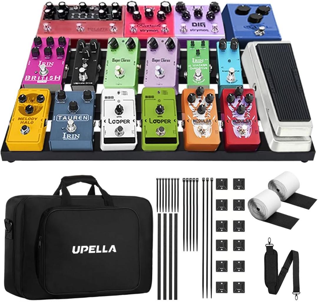 Guitar Pedal Board Aluminum Guitar Effect Pedal Board 18'' x 12.5'' Guitar Effects Pedalboard Accessories with Carrying Bag
