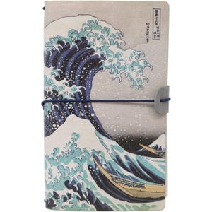 Kokonote Travelers Notebook Japanese Hokusai| Travel Pocket Notebook | Travel Journal For Women | Gifts For Travelers | Cute Small Notebook | 7.3 x 4 Inches | 80 Sheets PU Leather Journal