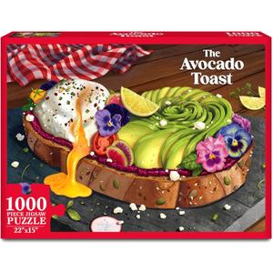 Jigsaw Puzzle 1000 Pieces - The Avocado Toast, Brain-Boosting Fun for Adults, Families, Game Nights, Unique, Perfectly-Fitting Pieces, Gifts for Food Lovers, Teens Ages 15+, Finished Size 22 x 15