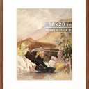 16x20 Picture Frame with Mat for 11x14, Natural Walnut Wood Handcrafted Rounded Corner with Plexiglass, Vertical or Horizontal Display Photo Gallery Poster Wall Mounting Frame, 16x20 Matted to 11x14