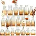 Der Rose Amber Glass Bud Vases Set of 20, Small Bud Vases for Flowers, Rustic Wedding Centerpieces and Home Decor