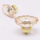 Cabinet Knobs 6 Pcs, Crystal Knobs for Dresser Gold Cabinet Pulls Drawer Knob Unique Furniture Dresser Knob, 1.77" Diameter Glass Drawer Handles for Kitchen Bathroom (Oval Flower, Champagne)