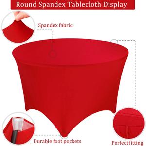 2 Pack 5FT Round Spandex Tablecloth 60" Round Elastic Table Cover Washable Wrinkle Resistant Fitted Table Cloth for Wedding Party Birthday Banquet Bar Events(Red)