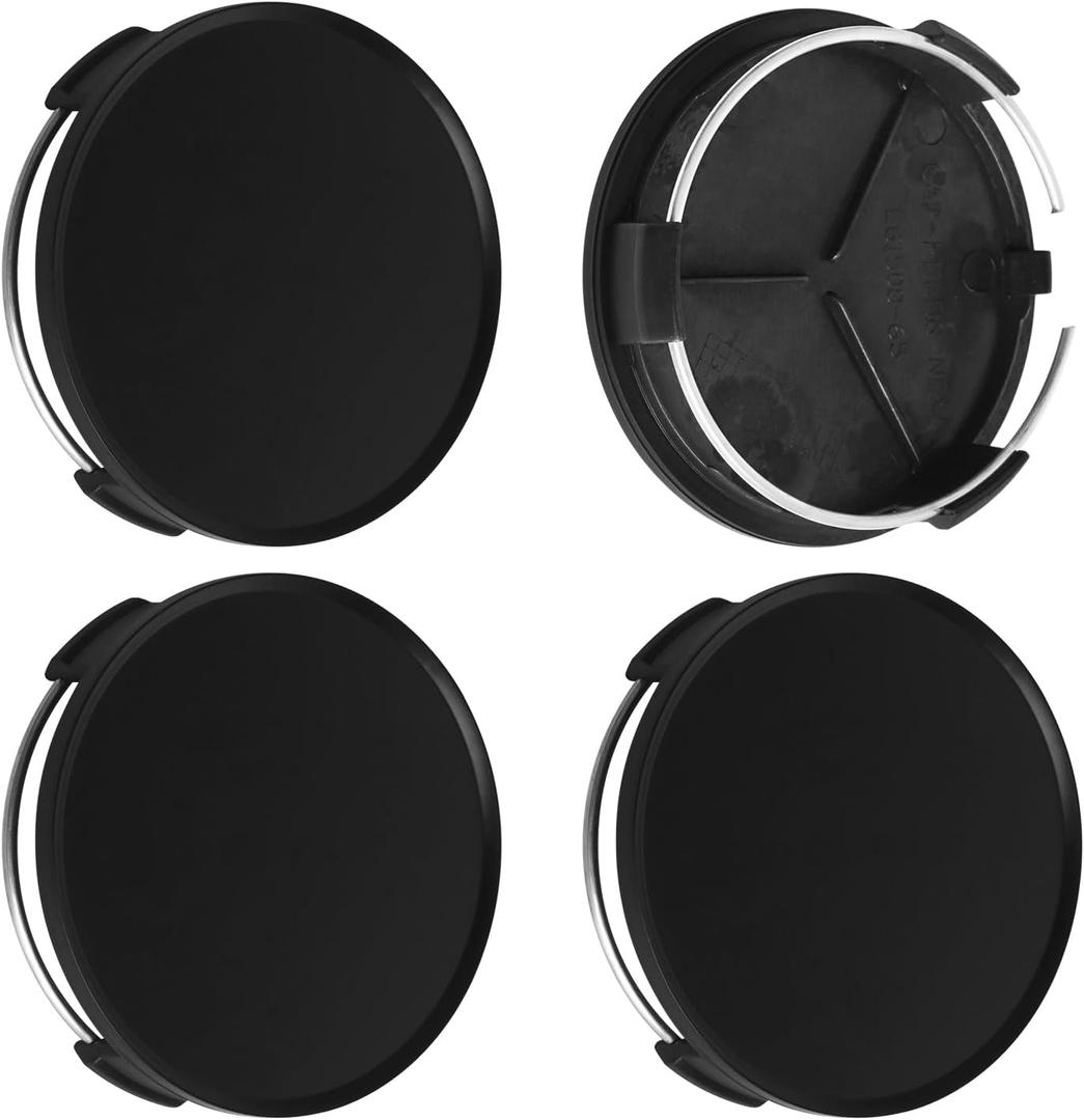 2.9Inch 75MM Wheel Center Caps, Pack of 4 (Matte Black, Outer 75MM, Inner 73MM, Easy DIY Installation)