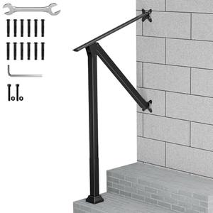 QZER Handrails for Outdoor Steps, Wall&Floor Mounted 1-3 Steps, Wrought Iron Adjustable Metal Hand Rail, Outdoor Stair Railing for Exterior Deck Porch Concrete Steps Wooden Stairs (1-3 Steps) QZER Handrails for Outdoor Steps, Wall&Floor Mounted 1-3 Steps, Wrought Iron Adjustable Metal Hand Rail, Outdoor Stair Railing for Exterior Deck Porch Concrete Steps Wooden Stairs (1-3 Steps)