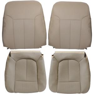 4PCS Driver & Passenger Bottom & Top Lean Back Perforated Leather Seat Covers Tan Compatible with Ford F150 2009 2010 2011 2012 2013 2014