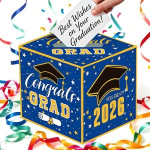 2 x Sbrvaniy Graduation Card Box 2026 Congrats Grad Card Boxes Holder,Graduation Decorations for Gift Graduation Party Favors Decor Party Supply Props