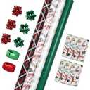 LaRibbons Christmas Wrapping Paper Set, Reindeer & Snowflake Design with Gift Bow & Ribbons & Tags, Perfect for Holiday, Party, Xmas Celebration,30 Inch X 10 Feet (4Rolls, 100 sq.ft.ttl.)
