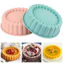 HUAKENER 2 Pcs Charlotte Cake Pan, 8 Inch Round Cake Pan, Nonstick Silicone Cake Molds for Cheese Cake, Chocolate Cake, Rainbow Cakes, Strawberry Shortcake, Brownie Tart Pie