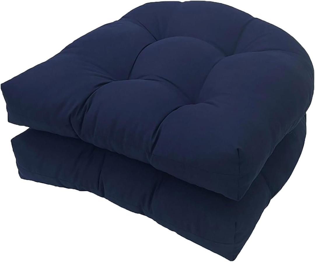 Waterproof Chair Cushions Set of 2 Outdoor,Tufted Thicken Weather and Fade Resistant Kitchen Seat Cushions,Patio Chair Pads for Garden Furniture Sofa Couch (Navy)