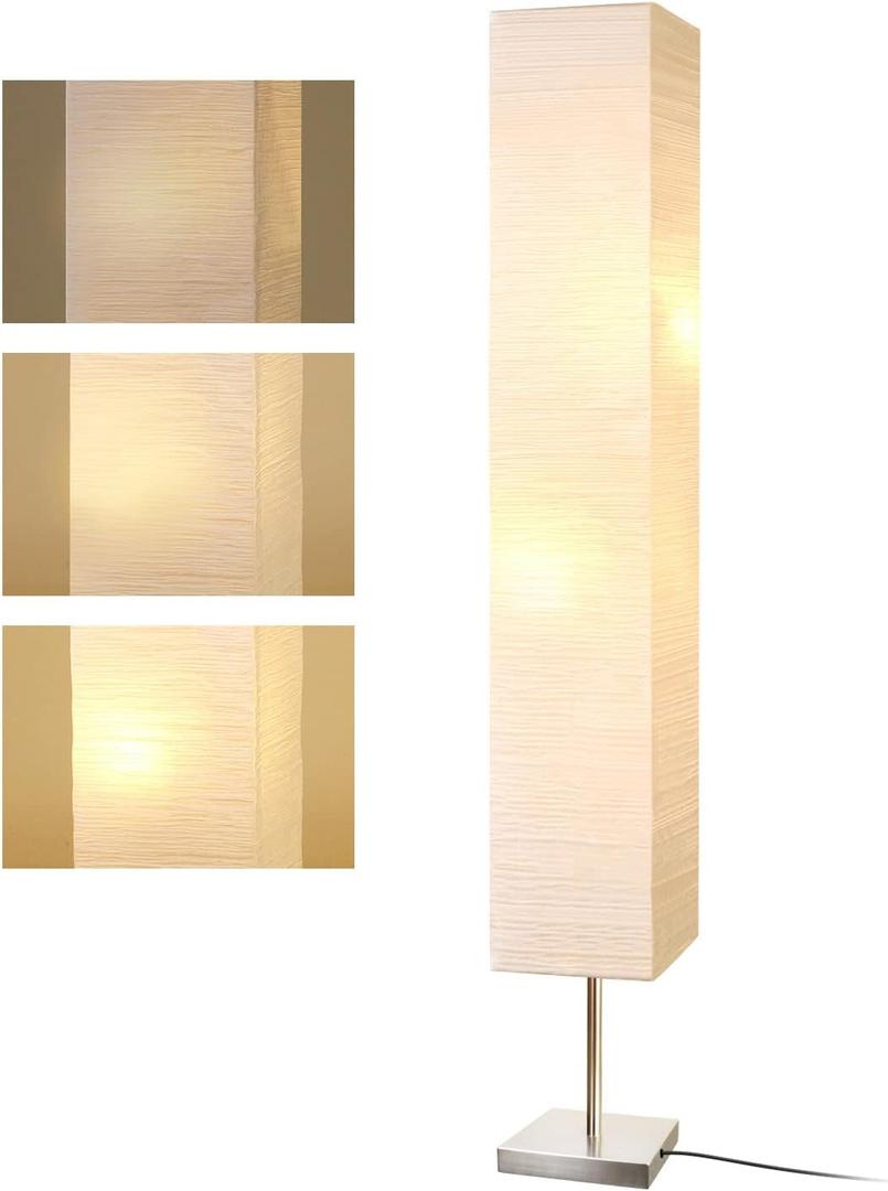 Modern Floor Lamp, Dimmable 3 Levels Brightness Paper Tall Lamp Standing Lamps with Lampshade, 55'' Minimalist Floor Lamps for Office, Kids Room, Reading, Home Decor (Off White) Modern Floor Lamp, Dimmable 3 Levels Brightness Paper Tall Lamp Standing Lamps with Lampshade, 55'' Minimalist Floor Lamps for Office, Kids Room, Reading, Home Decor (Off White)