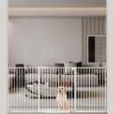 WAOWAO 1.37" Ultra Narrow Spacing Extra Wide Baby Gate 69.48-73.42" Pressure Mounted Walk Through Double Lock Swing Auto Close Safety White Metal Toddler Child Dog Pet for Indoor,Doorway,Kitchen (69.48-73.42"/176.5-186.5cm)