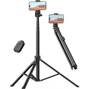 86'' Phone Tripod & Selfie Stick, Tripod for iPhone with Detachable Remote, Portable Phone Tripod Stand for Video Recording, Travel Tripod for Cell Phone, Compatible with Smartphones, DSLR