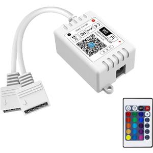 iNextStation Smart RGB WiFi LED Controller 4-Pin Output Compatible with Alexa/Google Home Assistant/IFTTT Android/iOS for SMD 3535 5050 2835 Color Changing LED Strip Lights (2-Port)