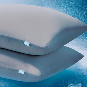 Niagara Set of 2 Cooling Pillow Cases Queen Size, CoolSpan Technology Q-Max 0.4 Cooling Pillowcases for Hot Sleepers, Hidden Zipper Pillow Covers, Soft, Anti-Static (20x30'') - Dark Grey