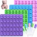 LUSHYUM Large Gummy Bear Molds 5 ML, BPA-FREE Silicone Chocolate Candy Gummy Molds with 4 Droppers and Cleaning Brush 140 Cavity, Set of 4