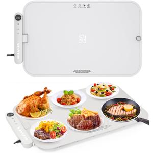 Warming Mat for Food, Advanced Graphene Warming Plate for Food with Rapid and Even Heating, Dishwasher-Safe Silicone Food Warming Mats for Countertop and Buffets Party - Gray, 24"x15"