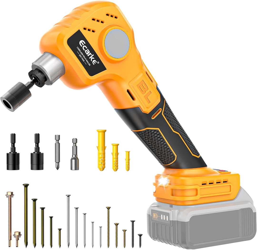 Ecarke Cordless Palm Nailer Compatible with DeWalt 20V Battery (Tool Only) - 6000 IPM Brushless Auto Hammer with Magnetic Nail Guide & LED for Framing, Joist Hangers, Tight Spaces