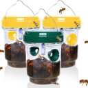 Wasp Traps Outdoor Hanging, Solar Bee Trap for Outside, Reusable Solar Powered Hornet Traps, Bee Wasp Catcher Outside Garden 3 Packs