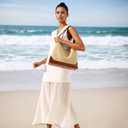 Straw Tote Bags for Women, Summer Woven Slouchy Straw Purses Shoulder Hobo Raffia Purses Beach Bag for Vacation