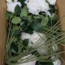 Hananona Artificial Roses in Bulk, Fake Velvet Silk Roses Realistic Rose for Wedding Centerpieces Flower Arrangement Home Decor (50, White)