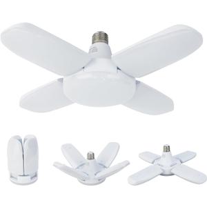 Deformable LED Ceiling Lights - 60W E26, 6000LM, 6500K Daylight White, 4 Adjustable Panels, Ideal for Garage, Warehouse, Basement (1 Pack)