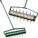 21 Lawn Aerator, Heavy-Duty Manual Lawn Aerator Tool w/50 Metal Handle for Lawn Care, Grass Aerator Lawn Aeration Machine for Garden, Yard, Cropland to Loose Soil
