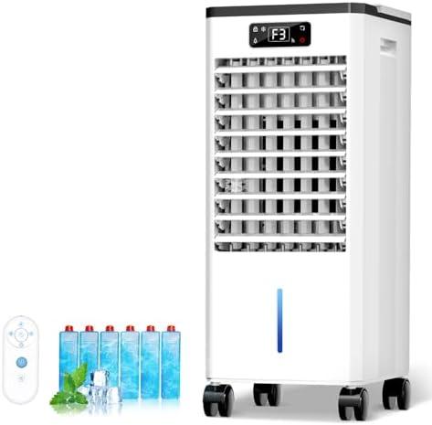 Portable Air Conditioners, 4-IN-1 Evaporative Air Cooler & Swamp Cooler, 3 Speeds 4 Modes with 2-Gal Water Tank, 15-20 FT/S Airflow, Remote and Touch Control for Indoor Home Use