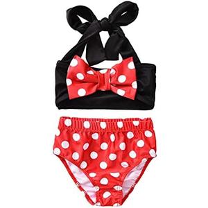 Aalizzwell Baby Girl Bathing Suit, Toddler Girls Two Piece Swimsuit Halter Top Bikini Bottoms Swimming Suit, Size 70