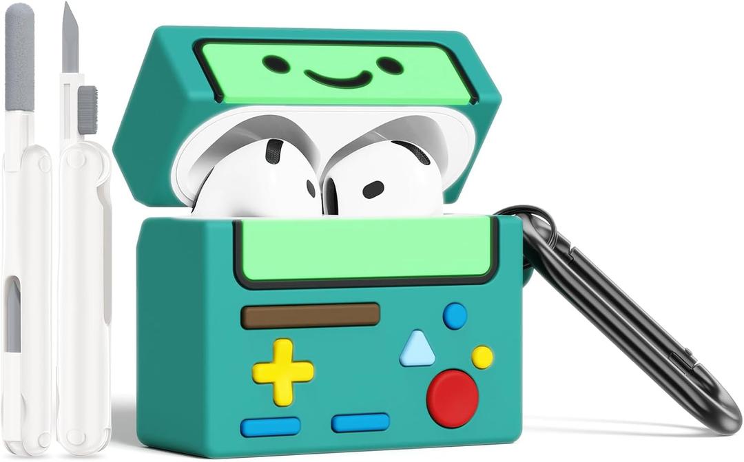 AirPod 4 Case Cover, KOREDA Cute Cartoon Game Case for Airpods 4th Generation (2024), Funny Kawaii 3D Cartoon Silicone Case for Women Girls (Green)