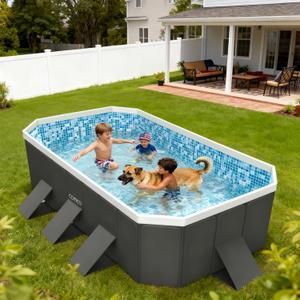 Foldable Non-Inflatable Swimming Pool, Portable Hard Plastic Shell Kids and Adults Pool, Dog Pool for Outdoor, Backyard and Garden, Easy Setup for Fun Water Play, 116" L x 65" W x 21.7" H (Gray Print) Foldable Non-Inflatable Swimming Pool, Portable Hard Plastic Shell Kids and Adults Pool, Dog Pool for Outdoor, Backyard and Garden, Easy Setup for Fun Water Play, 116" L x 65" W x 21.7" H (Gray Print)